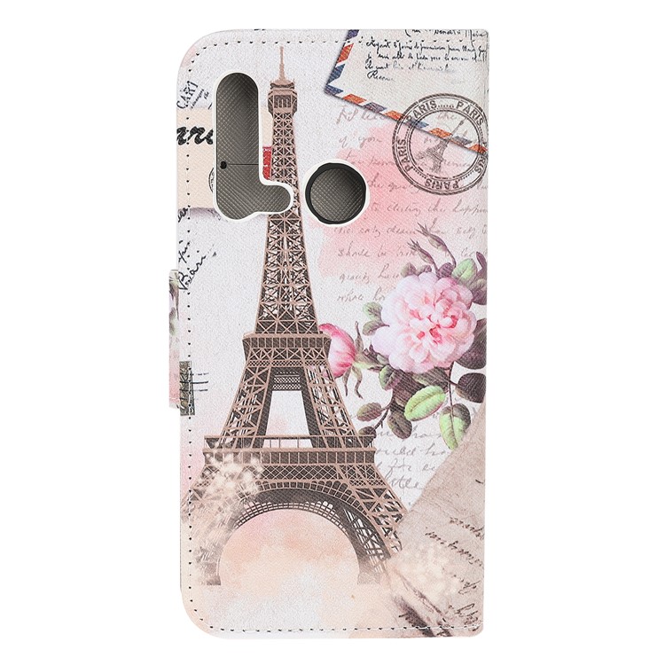 Cross Texture Style Printing Flip Leather Wallet Stand Phone Shell Cover for Huawei P20 lite (2019) / nova 5i - Paris Eiffel Tower-4