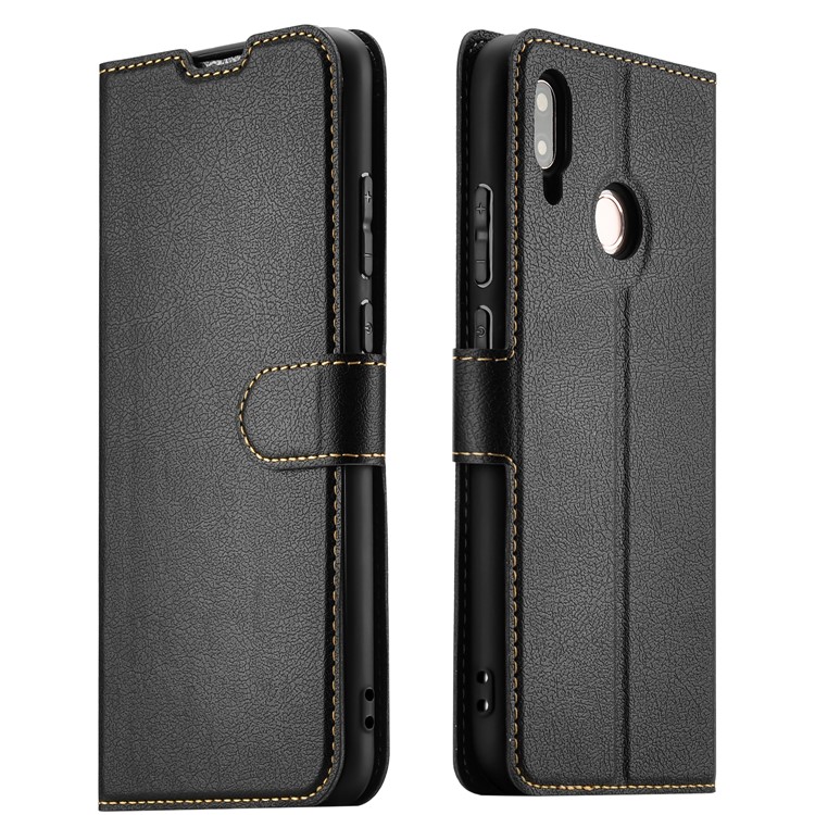 ELESNOW Standmappe Leder Handyhülle + Hartglas Displayschutzfolie Für Huawei P Smart + 2019 / Enjoy 9s-2