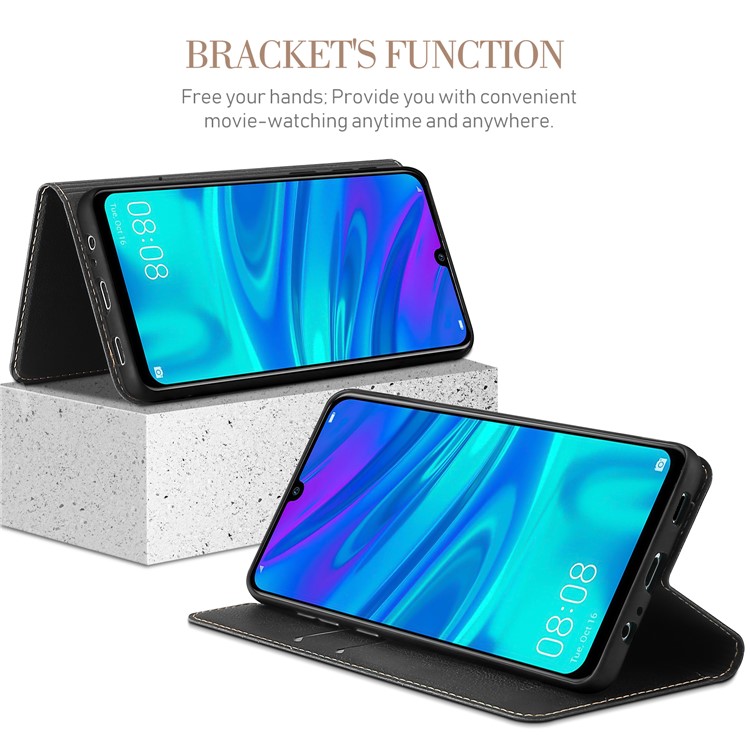 ELESNOW Standmappe Leder Handyhülle + Hartglas Displayschutzfolie Für Huawei P Smart + 2019 / Enjoy 9s-3