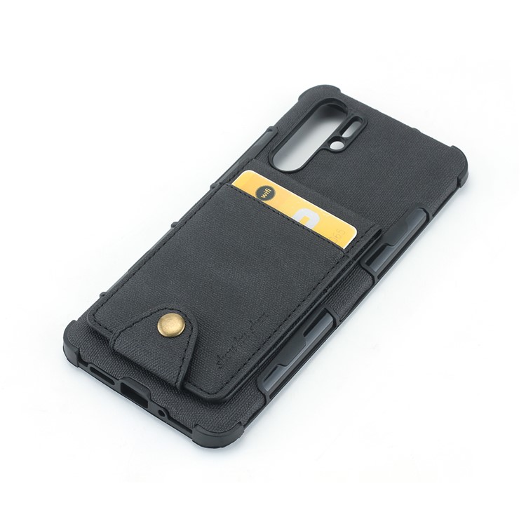 Vertical Flip PU Leather Coated Card Holder PC TPU Hybrid Phone Cover for Huawei P30 Pro - Black-4