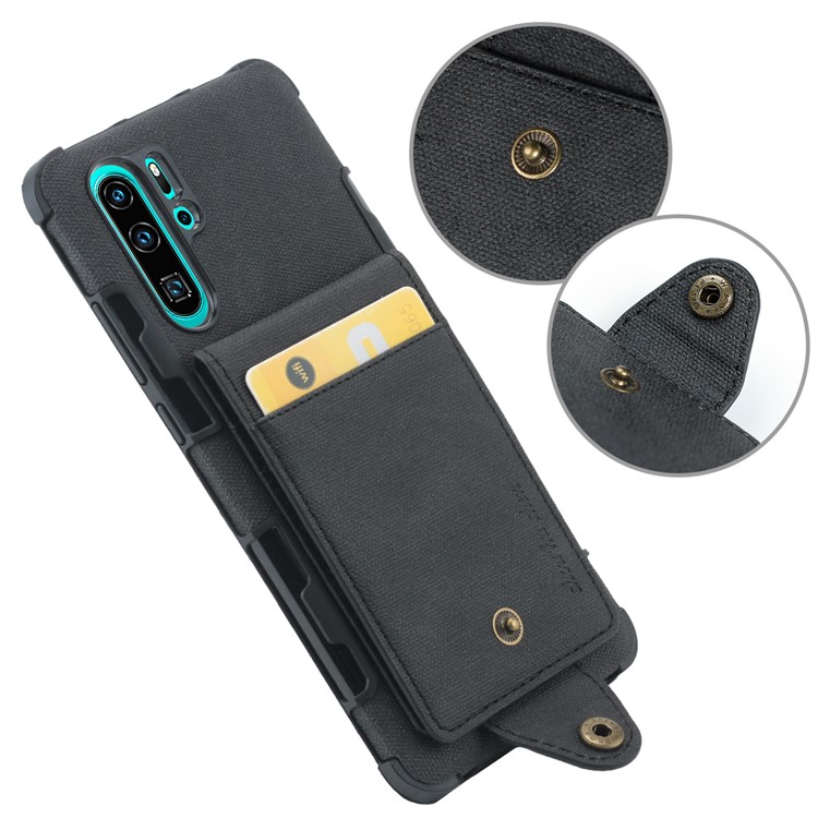 Vertical Flip PU Leather Coated Card Holder PC TPU Hybrid Phone Cover for Huawei P30 Pro - Black-7