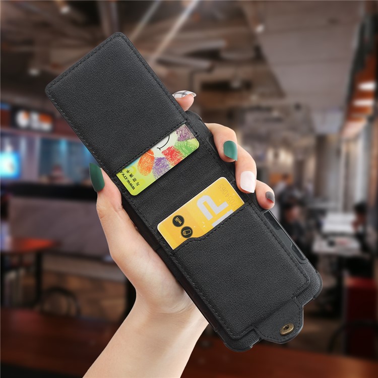 Vertical Flip PU Leather Coated Card Holder PC TPU Hybrid Phone Cover for Huawei P30 - Black-8