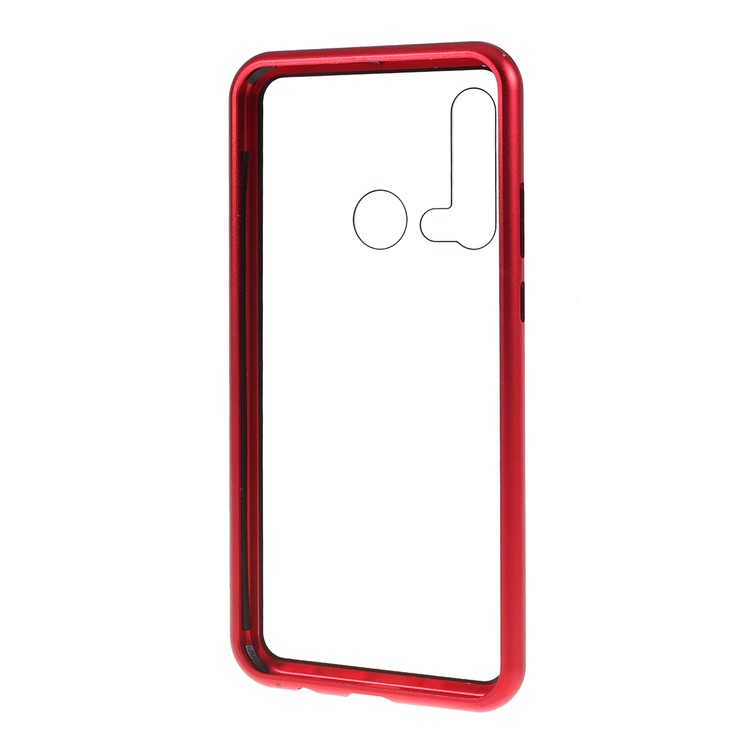 Magnetic Attraction Metal Frame Tempered Glass Phone Case for Huawei P20 lite (2019) / nova 5i - Red-12