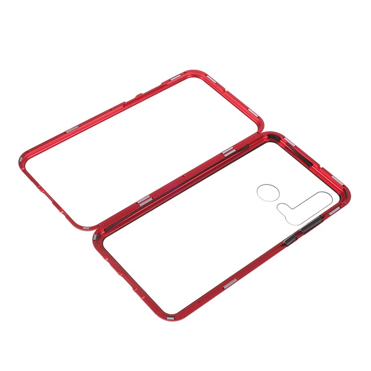 Magnetic Attraction Metal Frame Tempered Glass Phone Case for Huawei P20 lite (2019) / nova 5i - Red-13