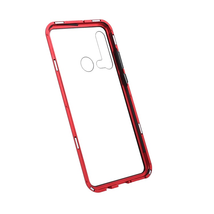 Magnetic Attraction Metal Frame Tempered Glass Phone Case for Huawei P20 lite (2019) / nova 5i - Red-3