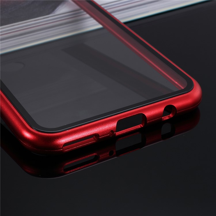 Magnetic Attraction Metal Frame Tempered Glass Phone Case for Huawei P20 lite (2019) / nova 5i - Red-7