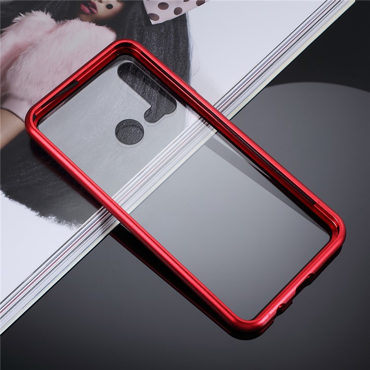 Magnetic Attraction Metal Frame Tempered Glass Phone Case for Huawei P20 lite (2019) / nova 5i - Red-8