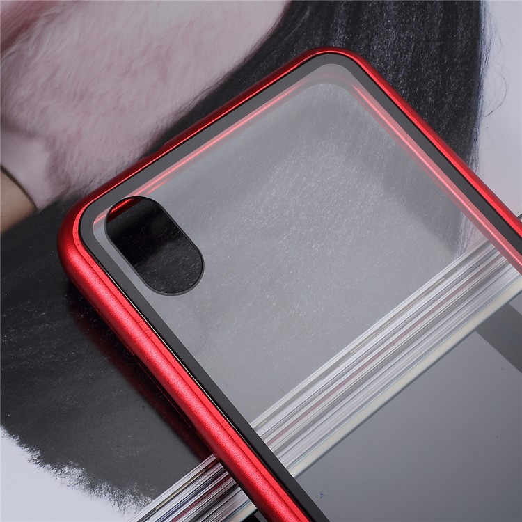 Detachable Magnetic Attraction Metal Frame + Tempered Glass Shell Protective Phone Case for Huawei nova 5 / nova 5 Pro - Red-5