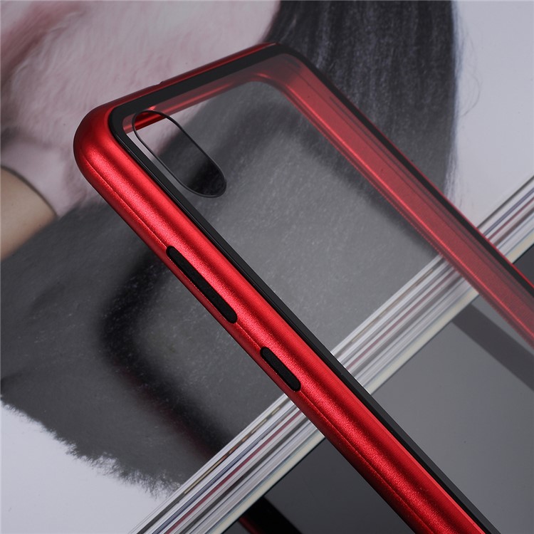 Detachable Magnetic Attraction Metal Frame + Tempered Glass Shell Protective Phone Case for Huawei nova 5 / nova 5 Pro - Red-7