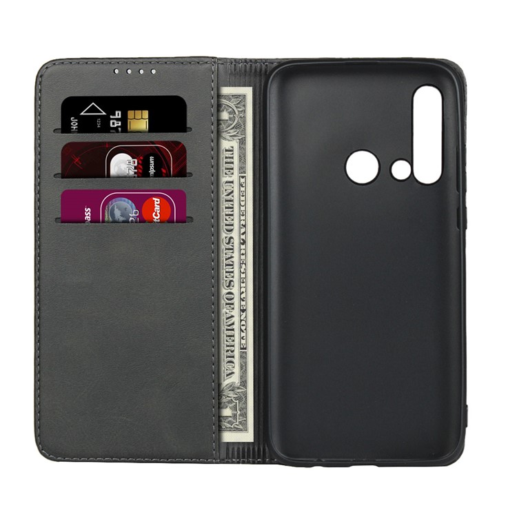 Auto-absorbed Leather Wallet Stand Shell Cover for Huawei nova 5i / P20 lite (2019) - Black-4