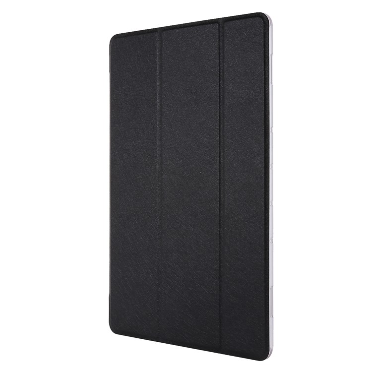 Silk Texture Tri-fold Stand Leather Shell Case for Huawei MediaPad M6 8.4-inch - Black-2