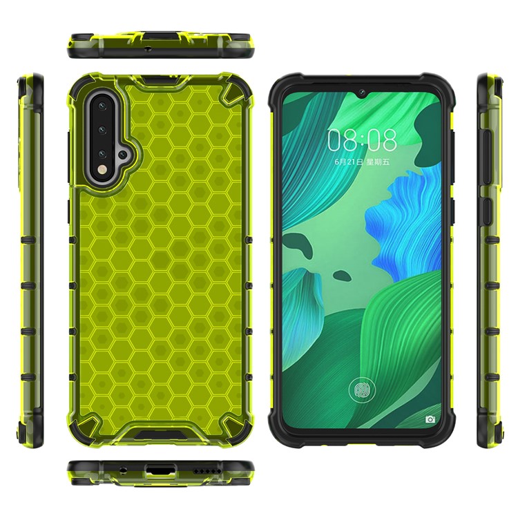 Honeycomb Pattern Shock-proof TPU + PC Hybrid Phone Shell for Huawei Nova 5/Nova 5 Pro - Green-2