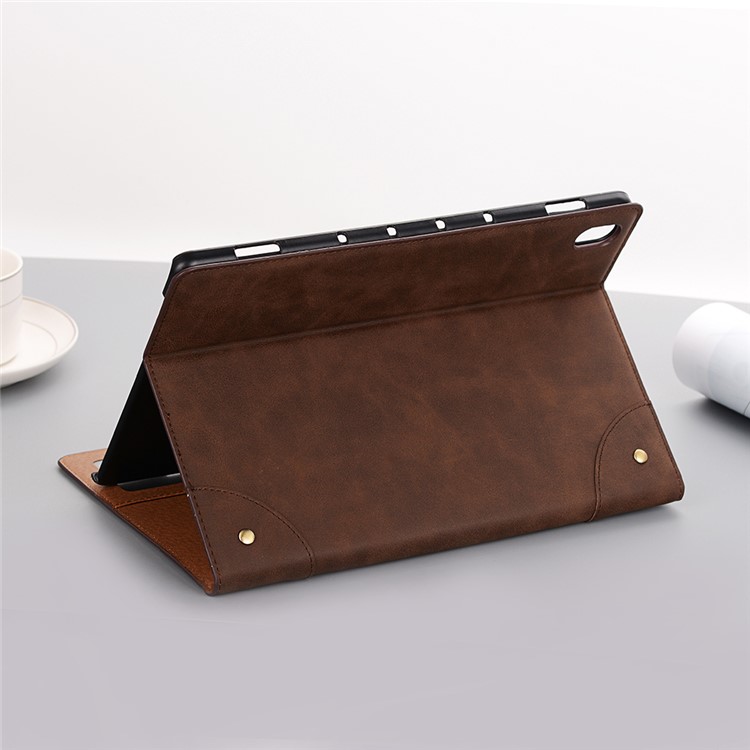 Retro Book Pattern Wallet Leather Smart Tablet Casing for Huawei MediaPad M6 10.8-inch - Coffee-6