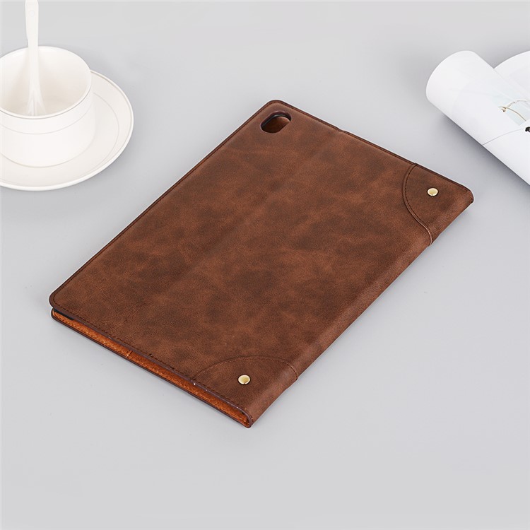 Retro Book Pattern Wallet Leather Smart Tablet Casing for Huawei MediaPad M6 10.8-inch - Coffee-8