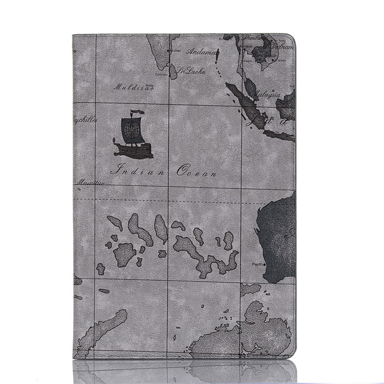 Map Printing Wallet Stand Leather Tablet Casing for Huawei MediaPad M6 10.8-inch - Grey-1