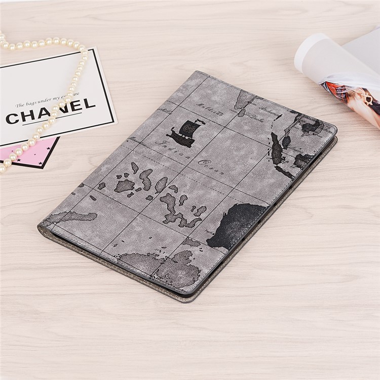 Map Printing Wallet Stand Leather Tablet Casing for Huawei MediaPad M6 10.8-inch - Grey-7