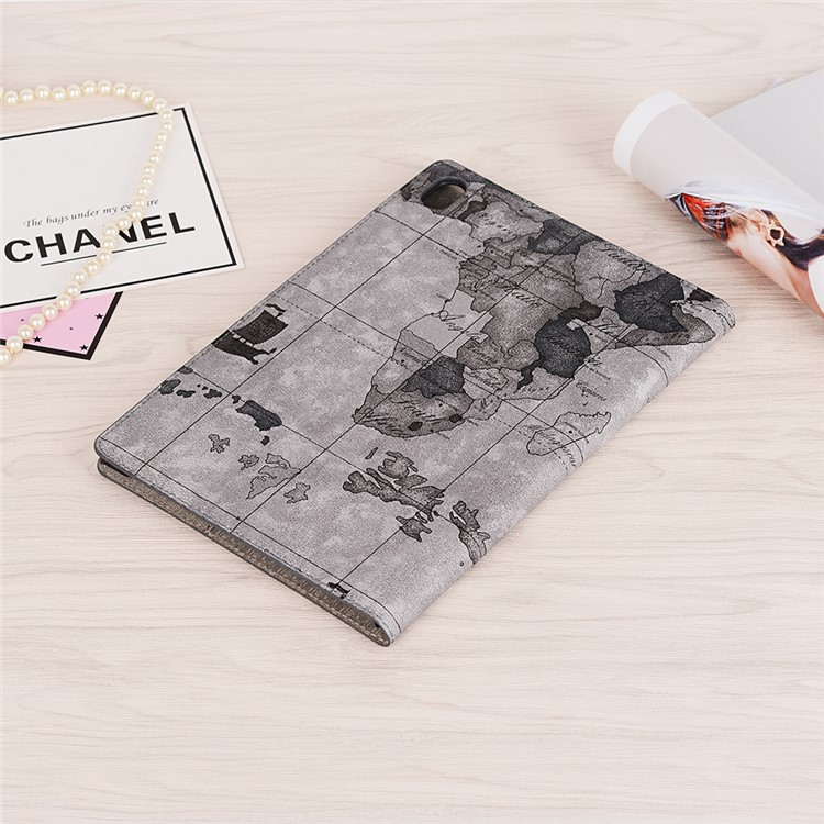 Map Printing Wallet Stand Leather Tablet Casing for Huawei MediaPad M6 10.8-inch - Grey-8