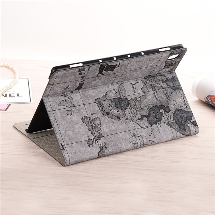 Map Printing Wallet Stand Leather Tablet Casing for Huawei MediaPad M6 10.8-inch - Grey-9