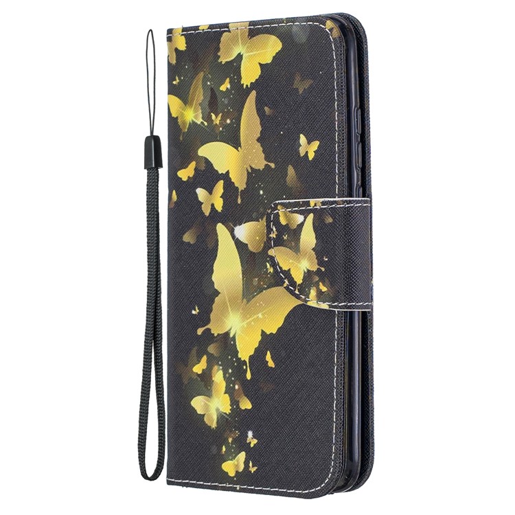 Leather Phone Shell with Strap Phone Shell for Huawei Honor 20i/10i/Enjoy 9s/Honor 20 Lite/P Smart+ 2019/Maimang 8 - Black/Gold Butterflies-2