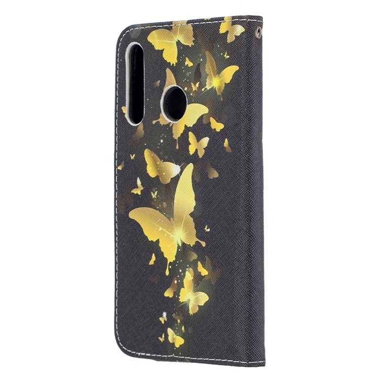 Leather Phone Shell with Strap Phone Shell for Huawei Honor 20i/10i/Enjoy 9s/Honor 20 Lite/P Smart+ 2019/Maimang 8 - Black/Gold Butterflies-3