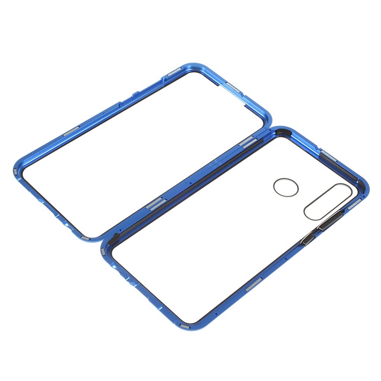 Magnetic Metal Frame + Tempered Glass Back Phone Hard Case for Huawei P Smart+ 2019/Enjoy 9s - Blue-11