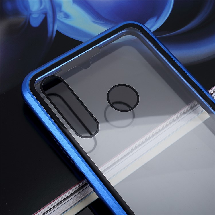 Magnetic Metal Frame + Tempered Glass Back Phone Hard Case for Huawei P Smart+ 2019/Enjoy 9s - Blue-3