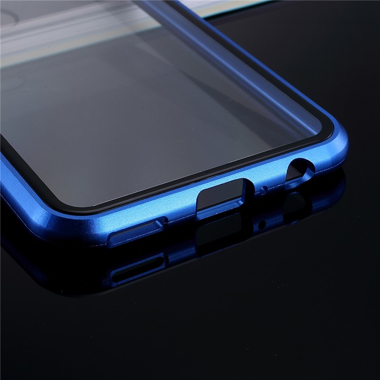 Magnetic Metal Frame + Tempered Glass Back Phone Hard Case for Huawei P Smart+ 2019/Enjoy 9s - Blue-4