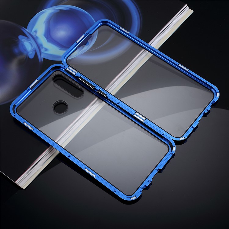 Magnetic Metal Frame + Tempered Glass Back Phone Hard Case for Huawei P Smart+ 2019/Enjoy 9s - Blue-7