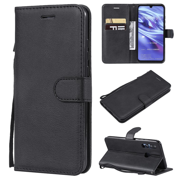 Solid Color Wallet Stand Leather Case for Huawei P Smart+ 2019/Honor 10i - Black-1