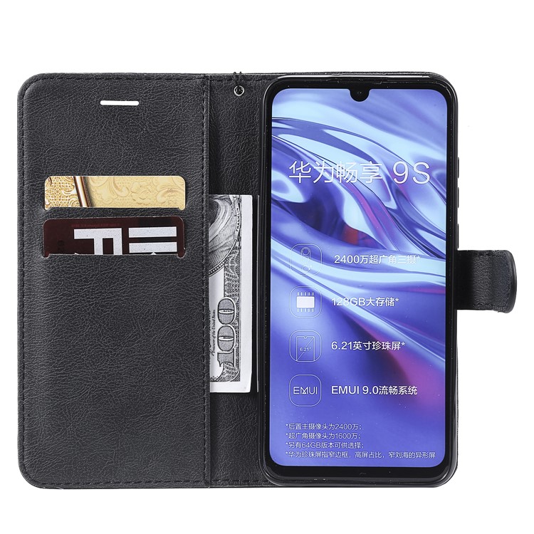 Solid Color Wallet Stand Leather Case for Huawei P Smart+ 2019/Honor 10i - Black-4