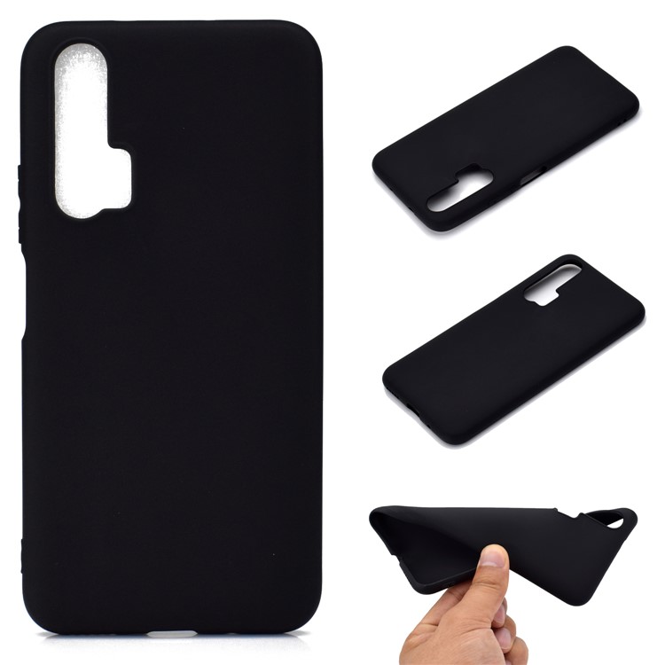 Anti-fingerabdruck Feste Farbmatte TPU Telefonschale Für Huawei Honor 20 Pro - Schwarz