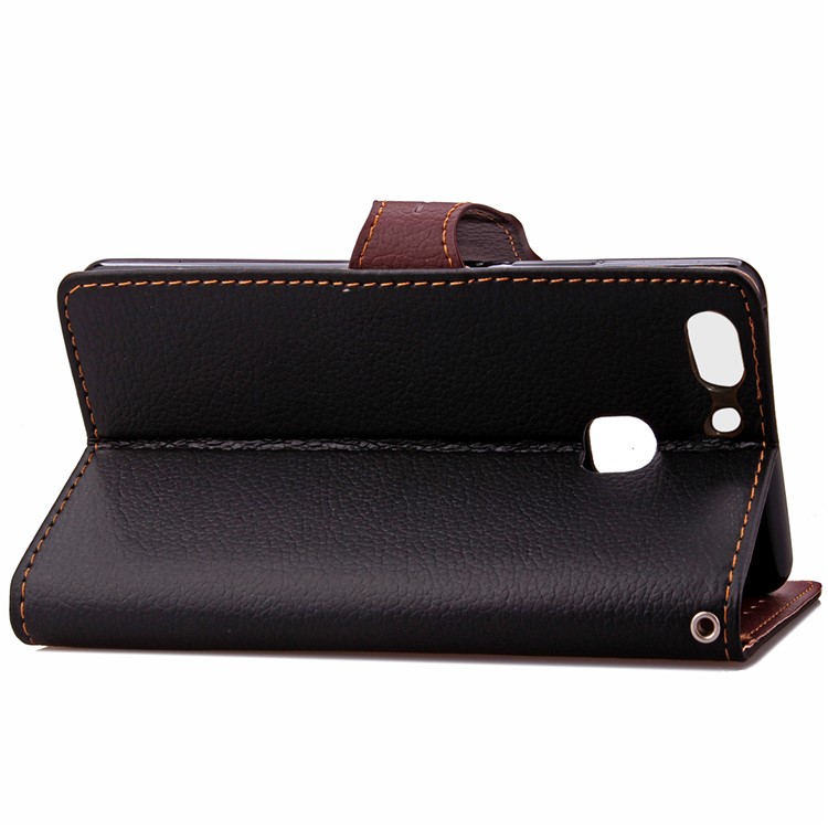 Leaf Shape Magnetic Flap Wallet Leather Stand Case for Huawei P9 Plus - Black-8