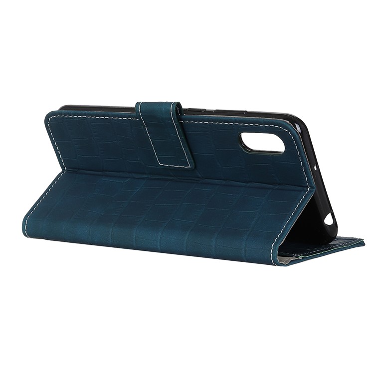Crocodilo Superfície PU Carteira De Couro Telefone Case Para Huawei Honor 9X / 9X Pro - Verde Negruzco-4