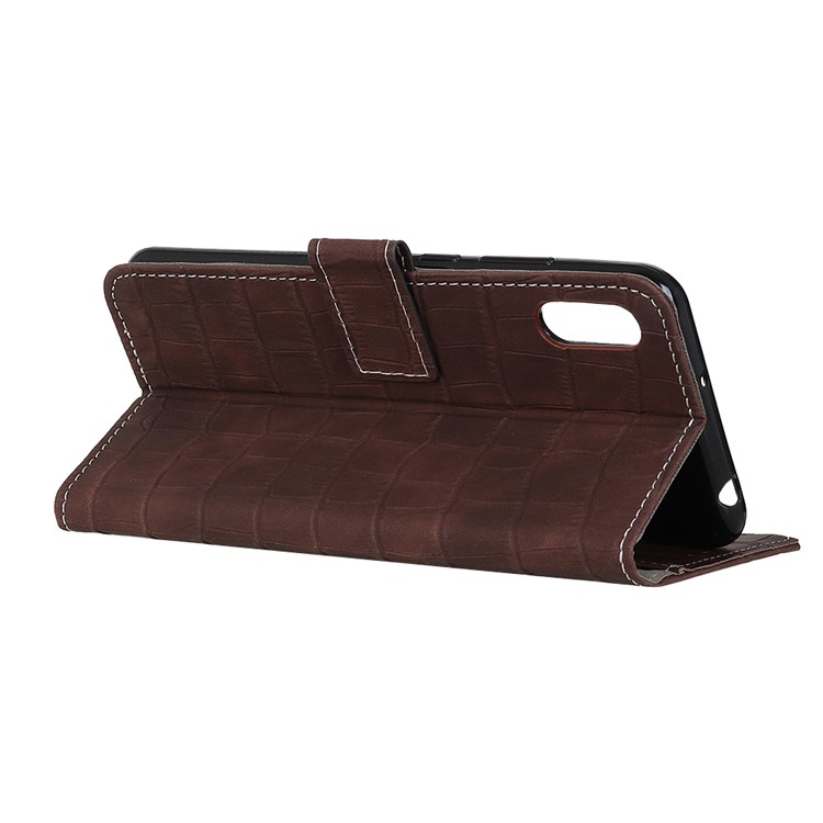 Crocodilo Superfície PU Carteira De Couro Telefone Case Para Huawei Honor 9X / 9X Pro - Castanho-4