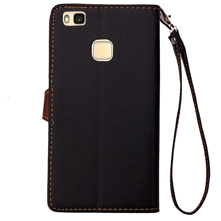 Leaf Shape Magnetic Flap Leather Wallet Case for Huawei P9 Lite - Black-10