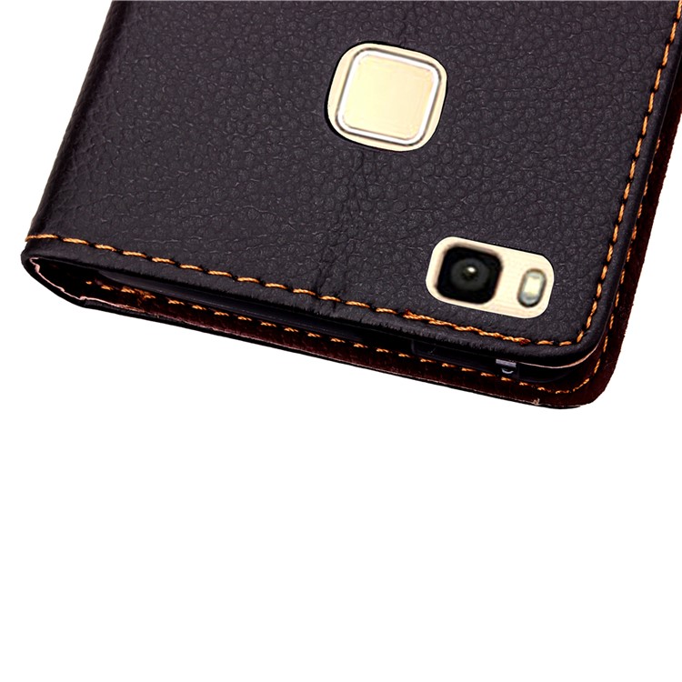 Leaf Shape Magnetic Flap Leather Wallet Case for Huawei P9 Lite - Black-11