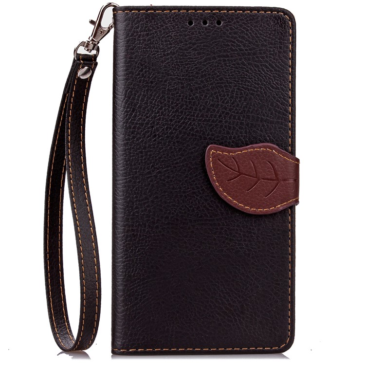 Leaf Shape Magnetic Flap Leather Wallet Case for Huawei P9 Lite - Black-2