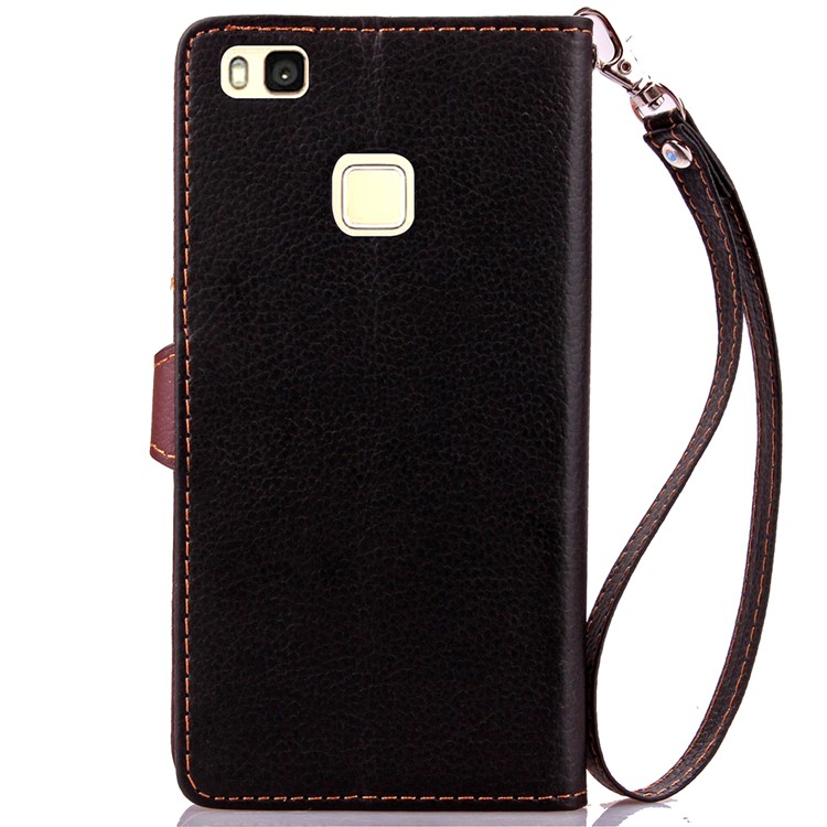 Leaf Shape Magnetic Flap Leather Wallet Case for Huawei P9 Lite - Black-3