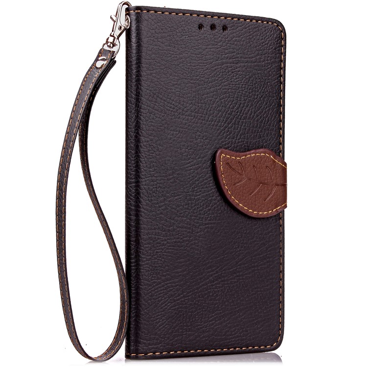 Leaf Shape Magnetic Flap Leather Wallet Case for Huawei P9 Lite - Black-4