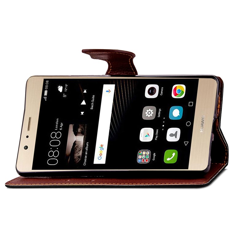 Leaf Shape Magnetic Flap Leather Wallet Case for Huawei P9 Lite - Black-7