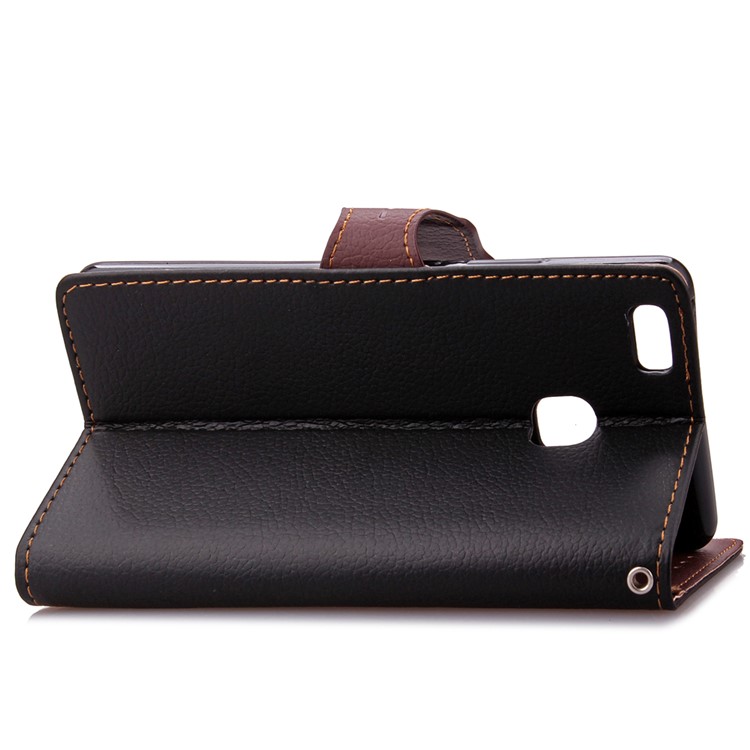 Leaf Shape Magnetic Flap Leather Wallet Case for Huawei P9 Lite - Black-8
