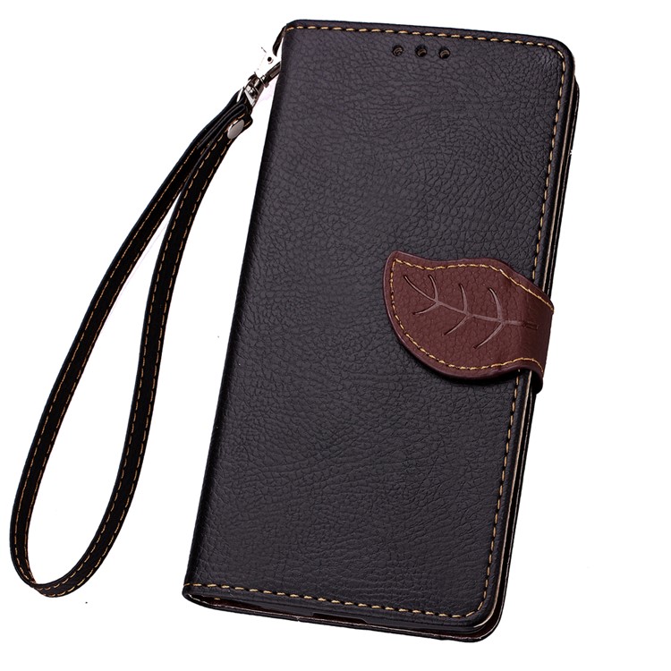 Leaf Shape Magnetic Flap Leather Wallet Case for Huawei P9 Lite - Black-9