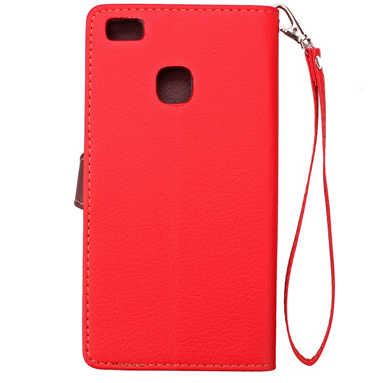 Leaf Shape Magnetic Flap Leather Wallet Cover for Huawei P9 Lite - Red-10
