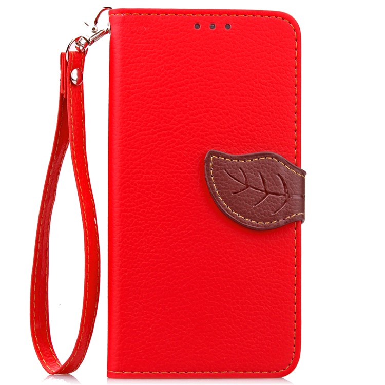 Leaf Shape Magnetic Flap Leather Wallet Cover for Huawei P9 Lite - Red-2