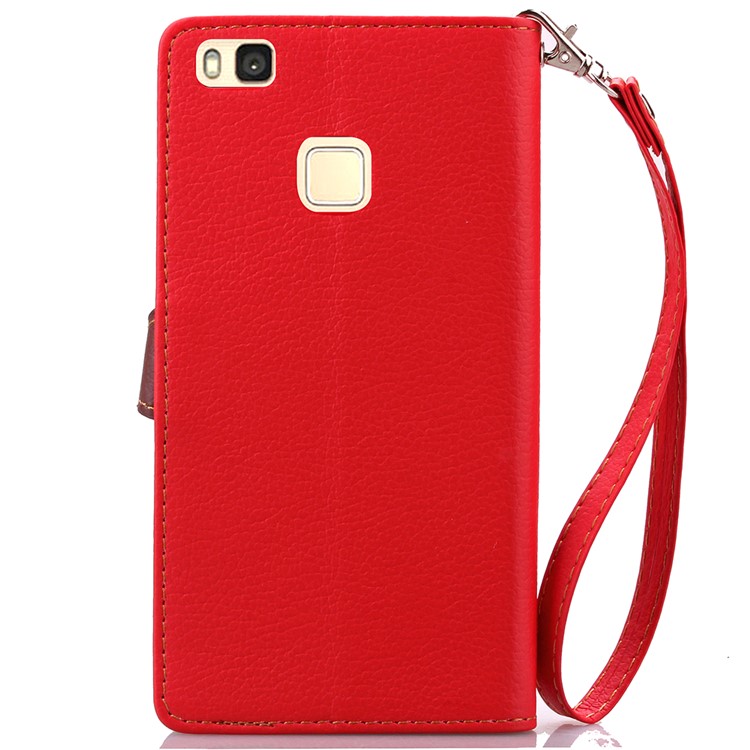 Leaf Shape Magnetic Flap Leather Wallet Cover for Huawei P9 Lite - Red-3