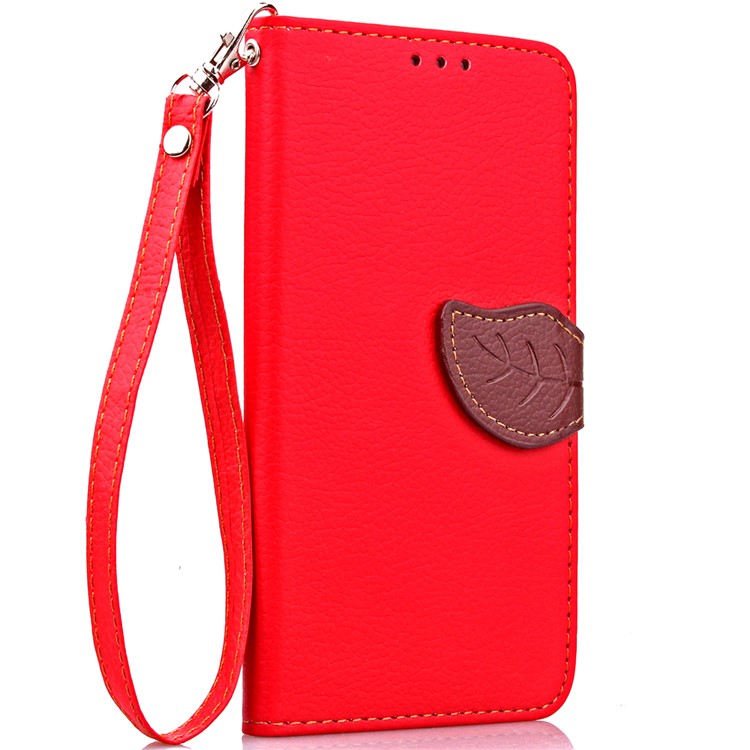 Leaf Shape Magnetic Flap Leather Wallet Cover for Huawei P9 Lite - Red-4