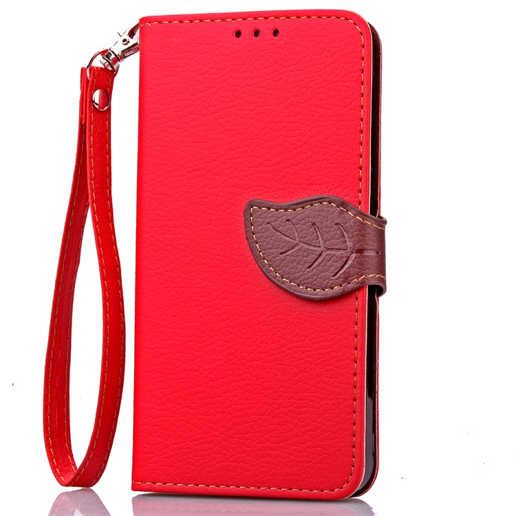 Leaf Shape Magnetic Flap Leather Wallet Cover for Huawei P9 Lite - Red-5
