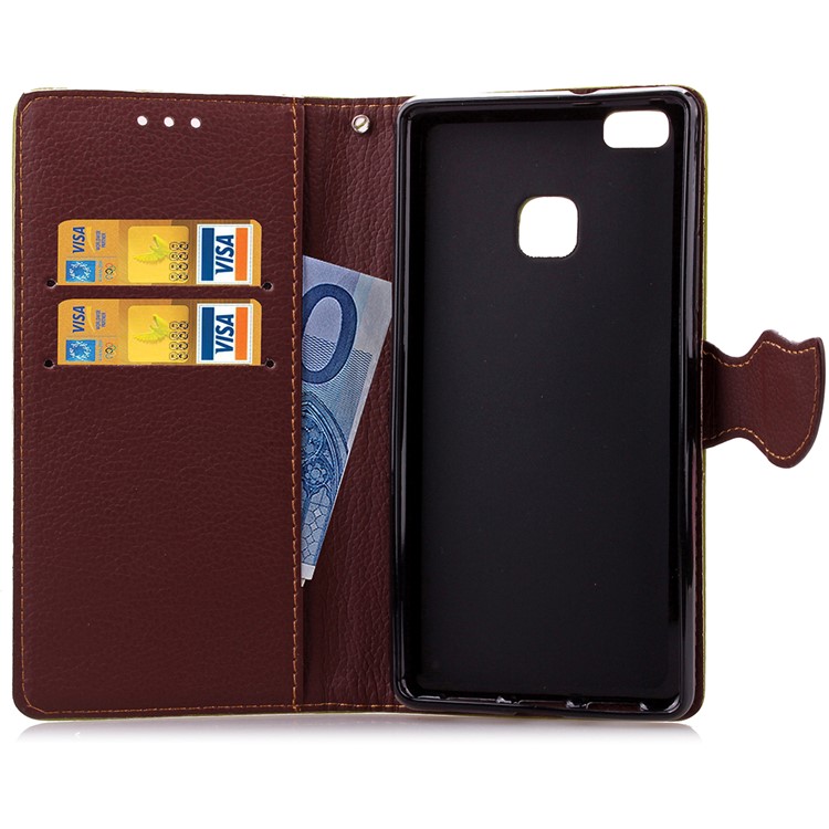 Leaf Shape Magnetic Flap Leather Wallet Cover for Huawei P9 Lite - Red-6