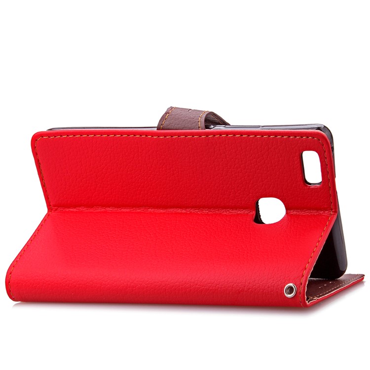 Leaf Shape Magnetic Flap Leather Wallet Cover for Huawei P9 Lite - Red-8
