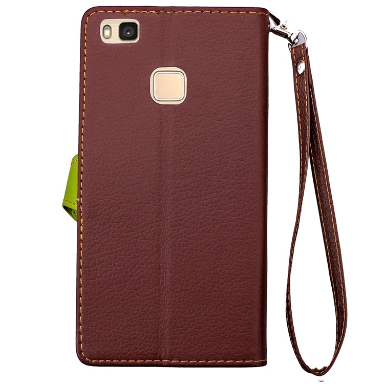 Leaf Shape Magnetic Flap Leather Card Holder Case for Huawei P9 Lite - Brown-10
